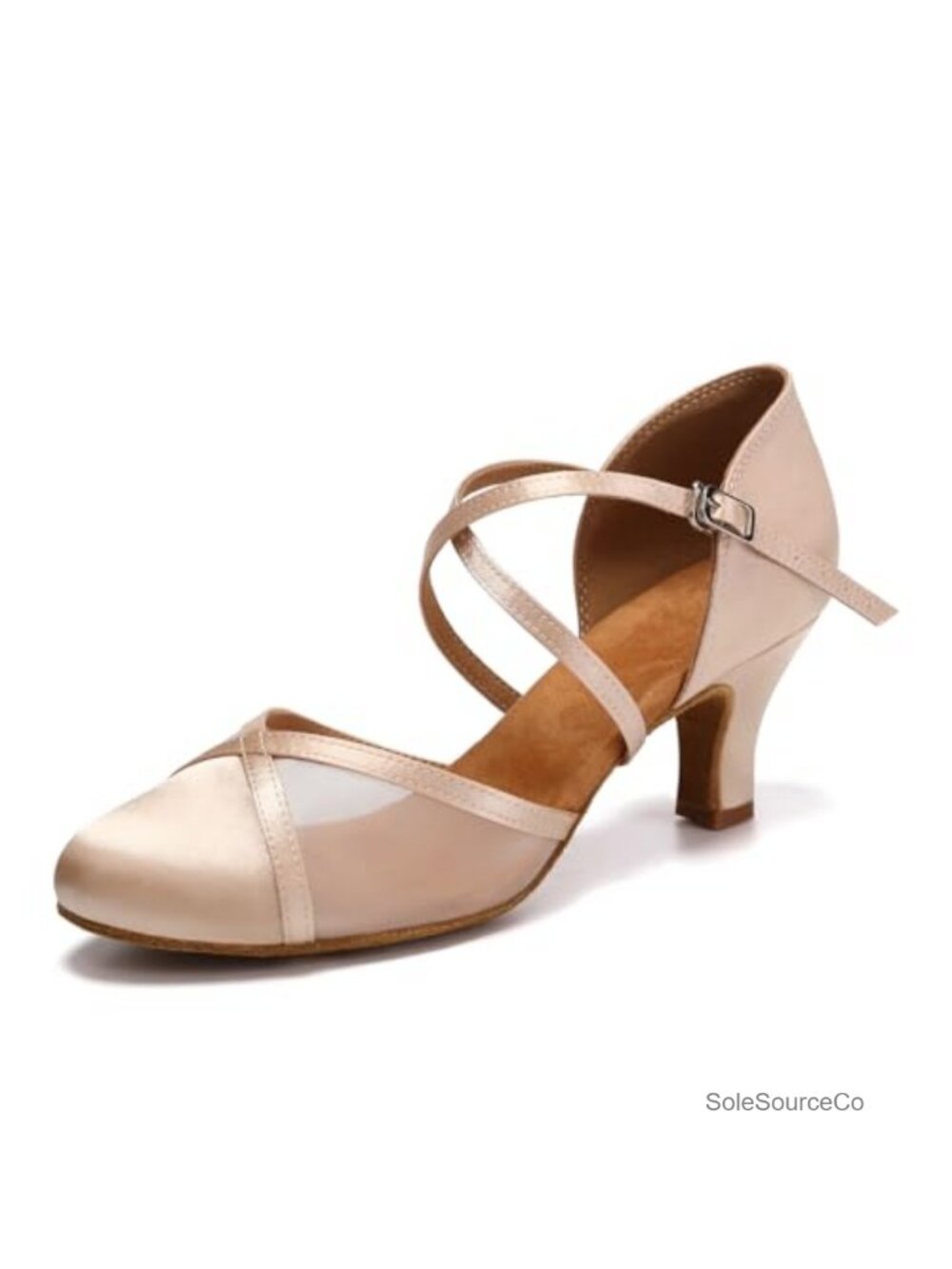 Women's Ballroom Dance Shoes Closed Toe Latin Salsa Kitten Heel Satin